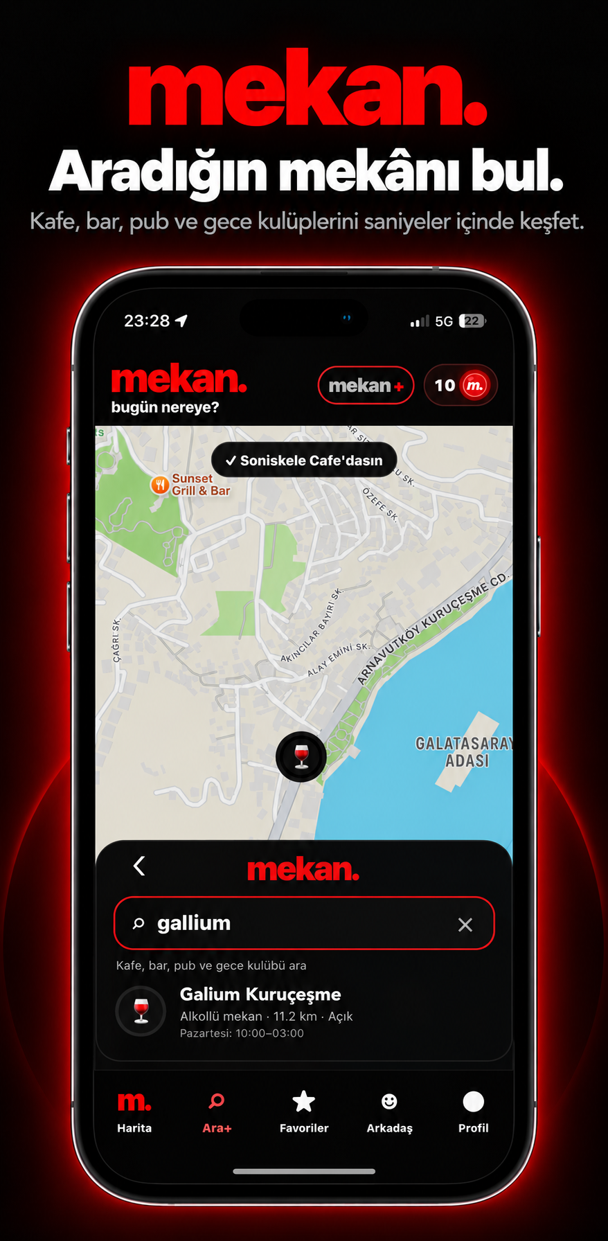 Mekân arama ekranı